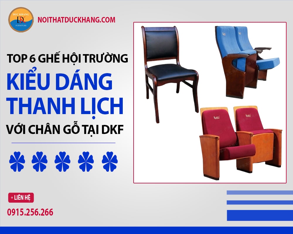 6 ghế hội trường kiểu dáng thanh lịch với chân gỗ tại DKF