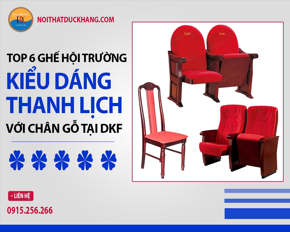 6 ghế hội trường kiểu dáng thanh lịch với chân gỗ tại DKF