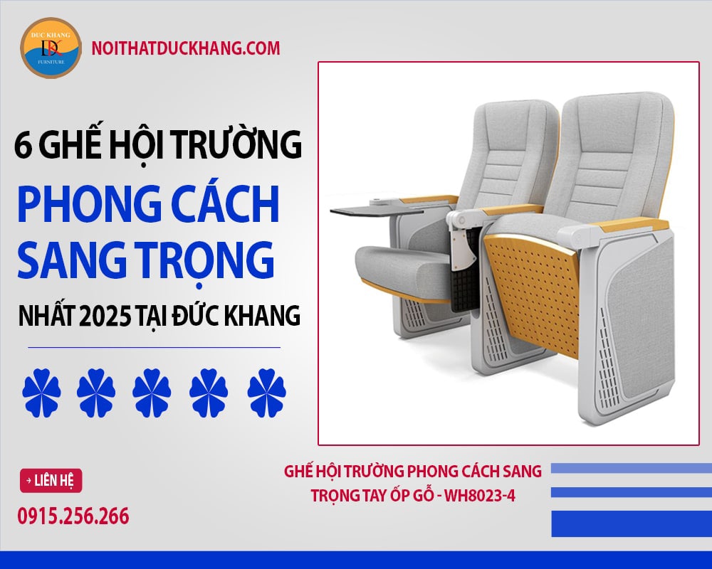 Ghế hội trường phong cách sang trọng tay ốp gỗ - WH8023-4 Ghế hội trường phong cách sang trọng tay ốp gỗ - WH8023-4