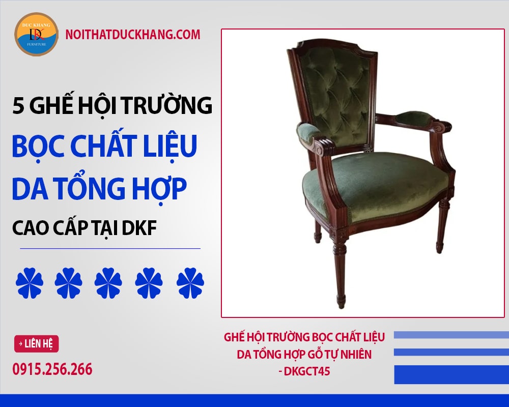 Ghế hội trường bọc chất liệu da tổng hợp gỗ tự nhiên - DKGCT45