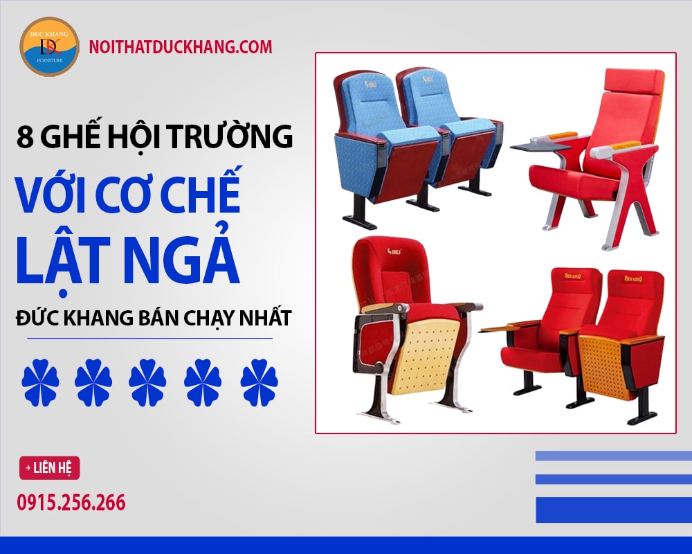 8 ghế hội trường với cơ chế lật ngả Đức Khang bán chạy nhất