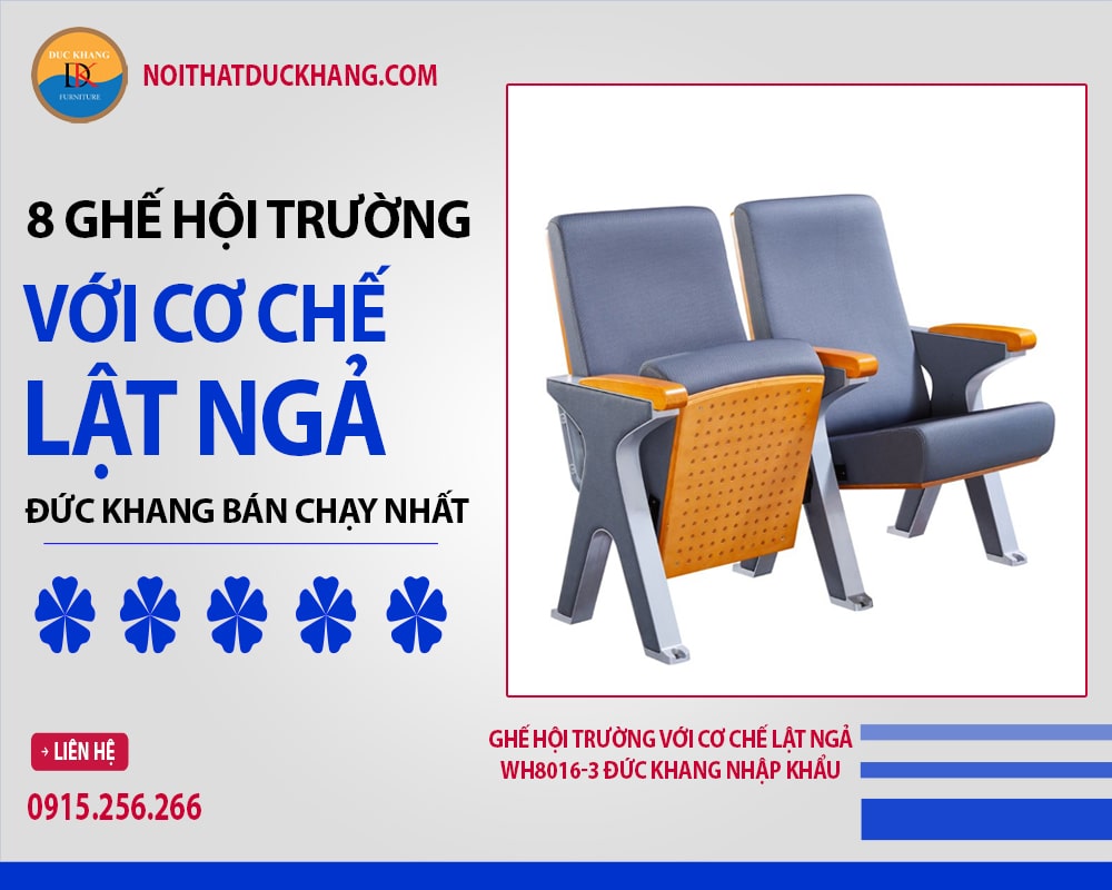 Ghế hội trường với cơ chế lật ngả WH8016-3 Đức Khang nhập khẩu