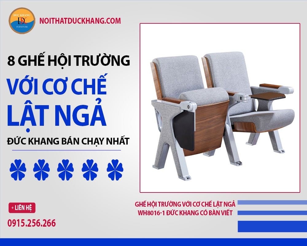 Ghế hội trường với cơ chế lật ngả WH8016-1 Đức Khang có bàn viết