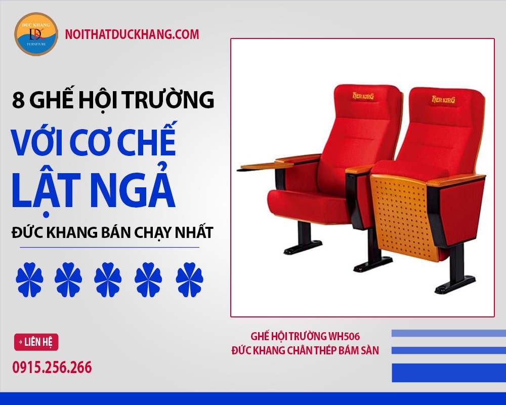 Ghế hội trường WH506 Đức Khang chân thép bám sàn