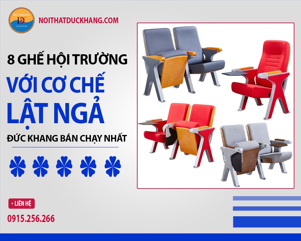 8 ghế hội trường với cơ chế lật ngả Đức Khang bán chạy nhất