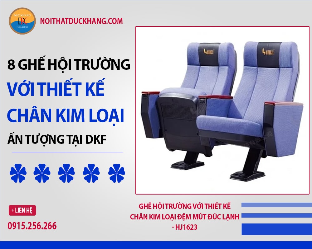 Ghế hội trường với thiết kế chân kim loại đệm mút đúc lạnh - HJ1623