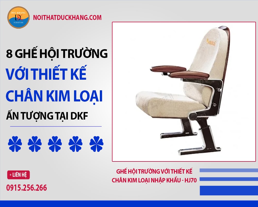 Ghế hội trường với thiết kế chân kim loại nhập khẩu - HJ70