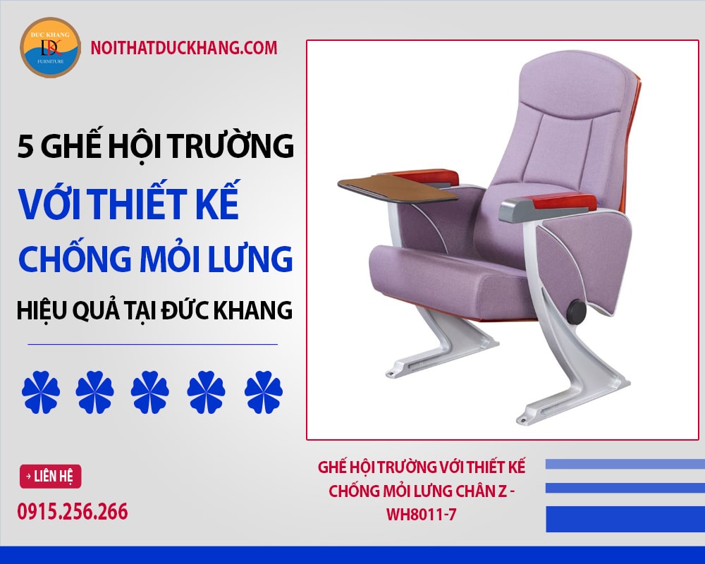 Ghế hội trường với thiết kế chống mỏi lưng chân Z - WH8011-7