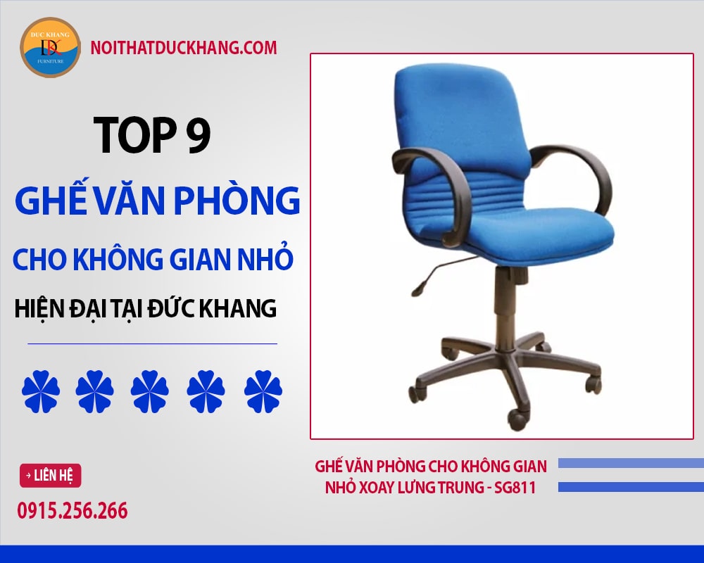 Ghế văn phòng cho không gian nhỏ xoay lưng trung - SG811