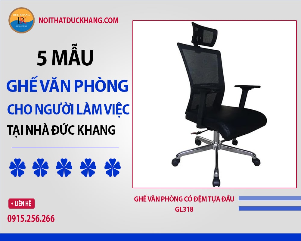 Ghế văn phòng có đệm tựa đầu GL318