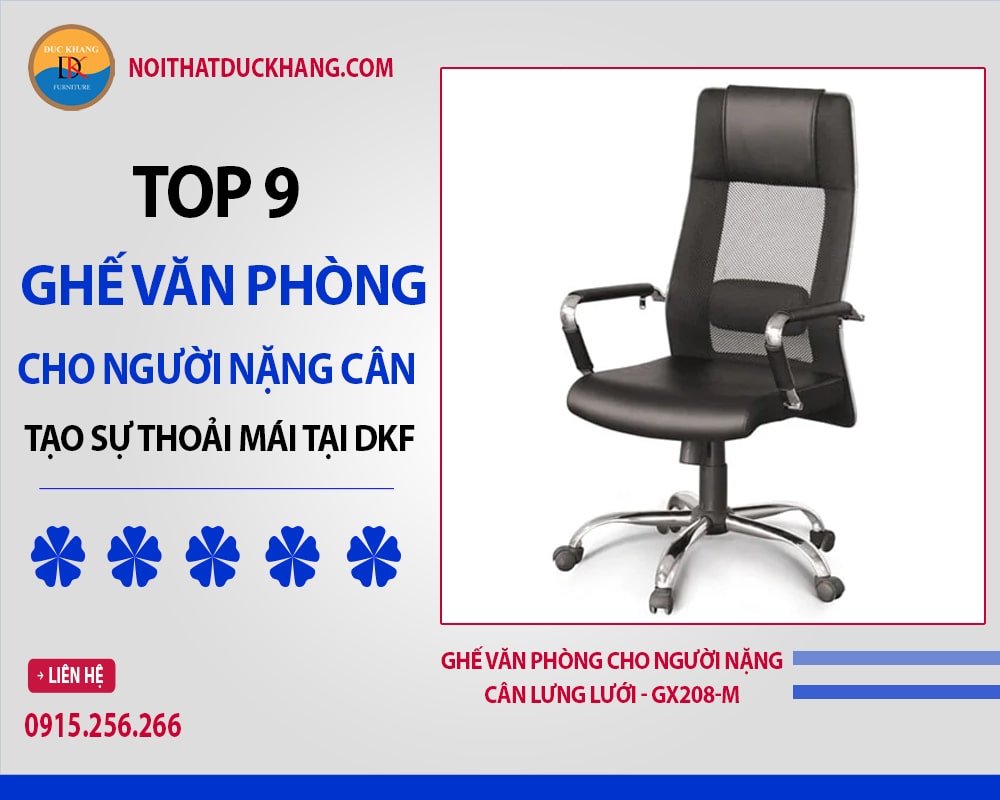 Ghế văn phòng cho người nặng cân lưng lưới - GX208-M