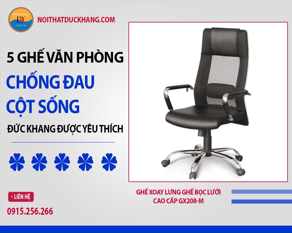 Ghế xoay lưng ghế bọc lưới cao cấp GX208-M