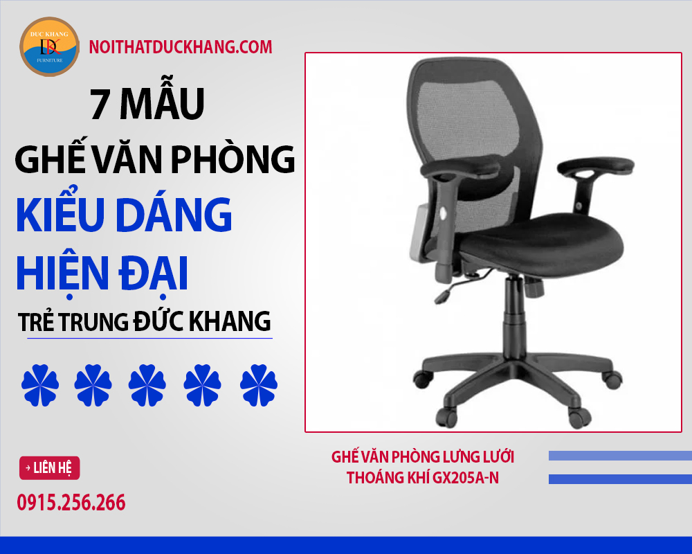 Ghế văn phòng lưng lưới thoáng khí GX205A-N