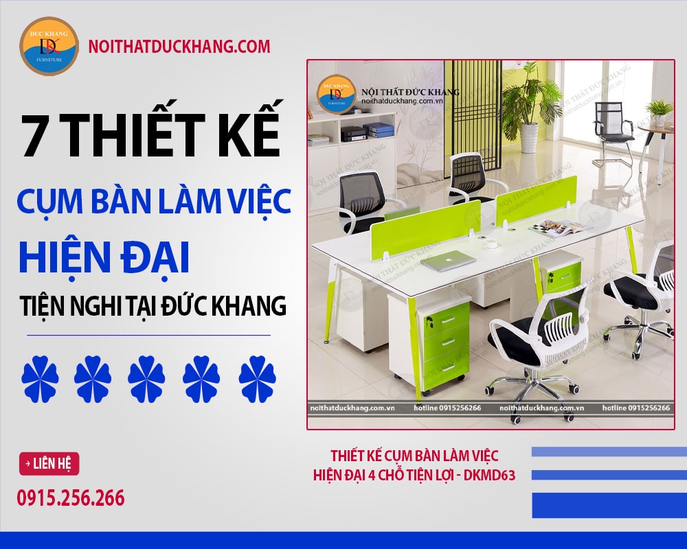 7 thiết kế cụm bàn làm việc hiện đại tiện nghi tại Đức Khang