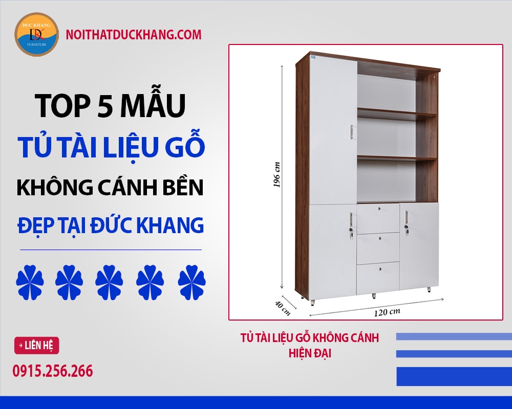 Tủ tài liệu gỗ không cánh hiện đại Tủ tài liệu gỗ không cánh hiện đại