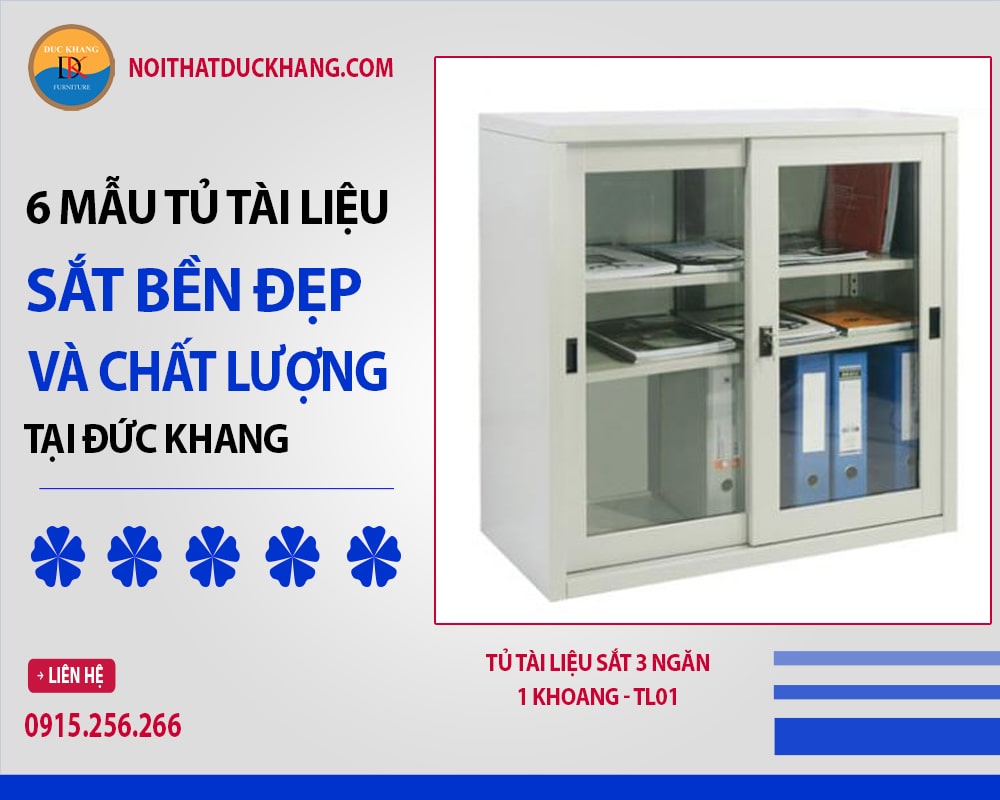 Tủ tài liệu sắt 3 ngăn 1 khoang - TL01