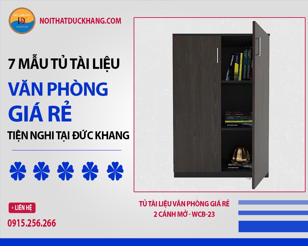 Tủ tài liệu văn phòng giá rẻ 2 cánh mở - WCB-23