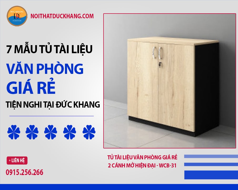 Tủ tài liệu văn phòng giá rẻ 2 cánh mở hiện đại - WCB-31