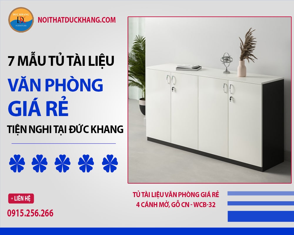 7 mẫu tủ tài liệu văn phòng giá rẻ tiện nghi tại Đức Khang