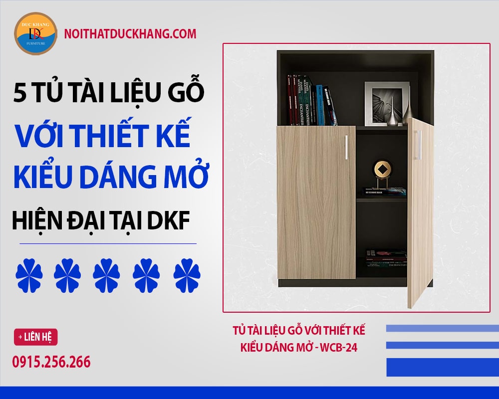 Tủ tài liệu gỗ với thiết kế kiểu dáng mở - WCB-24