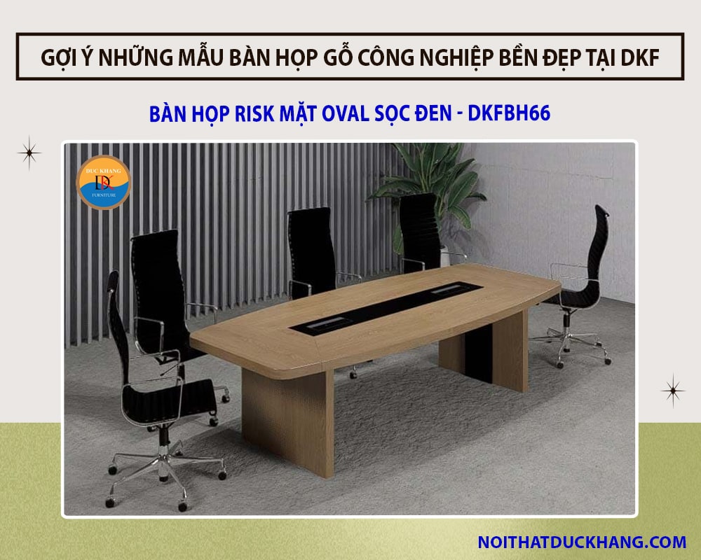 Bàn họp Risk mặt Oval sọc đen - DKFBH66