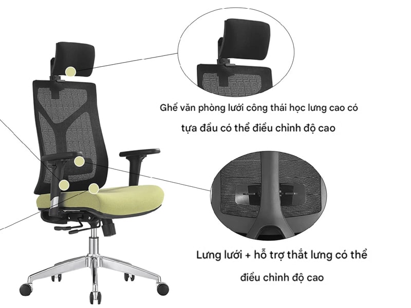 Ghế văn phòng công thái học có đệm trượt đa năng Wilson-H Ghế văn phòng công thái học có đệm trượt đa năng Wilson-H