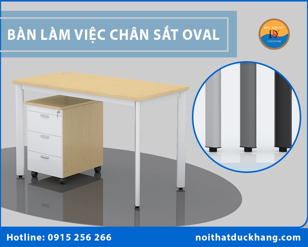 Bàn làm việc chân sắt oval