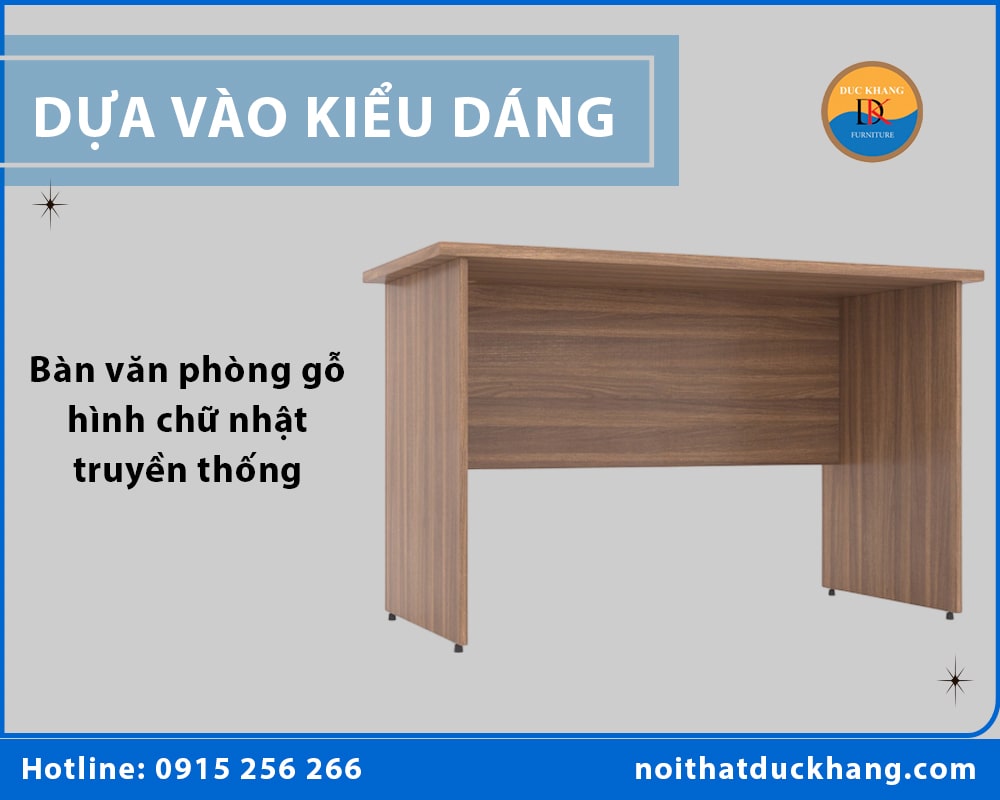 Bàn văn phòng gỗ hình chữ nhật truyền thống