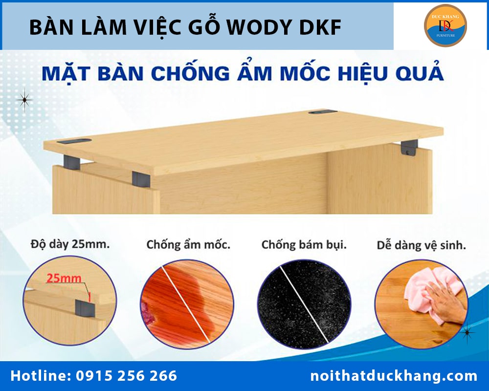 So sánh bàn làm việc gỗ Wody DKF với bàn làm việc gỗ giá rẻ trên thị trường?