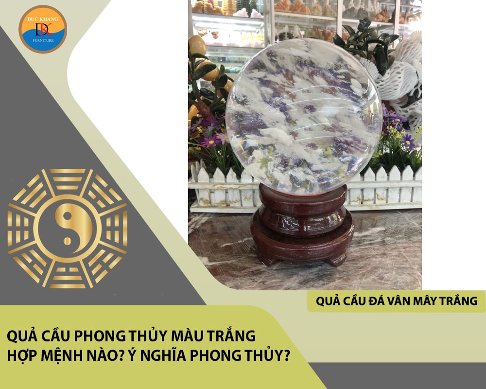 Quả cầu đá vân mây trắng