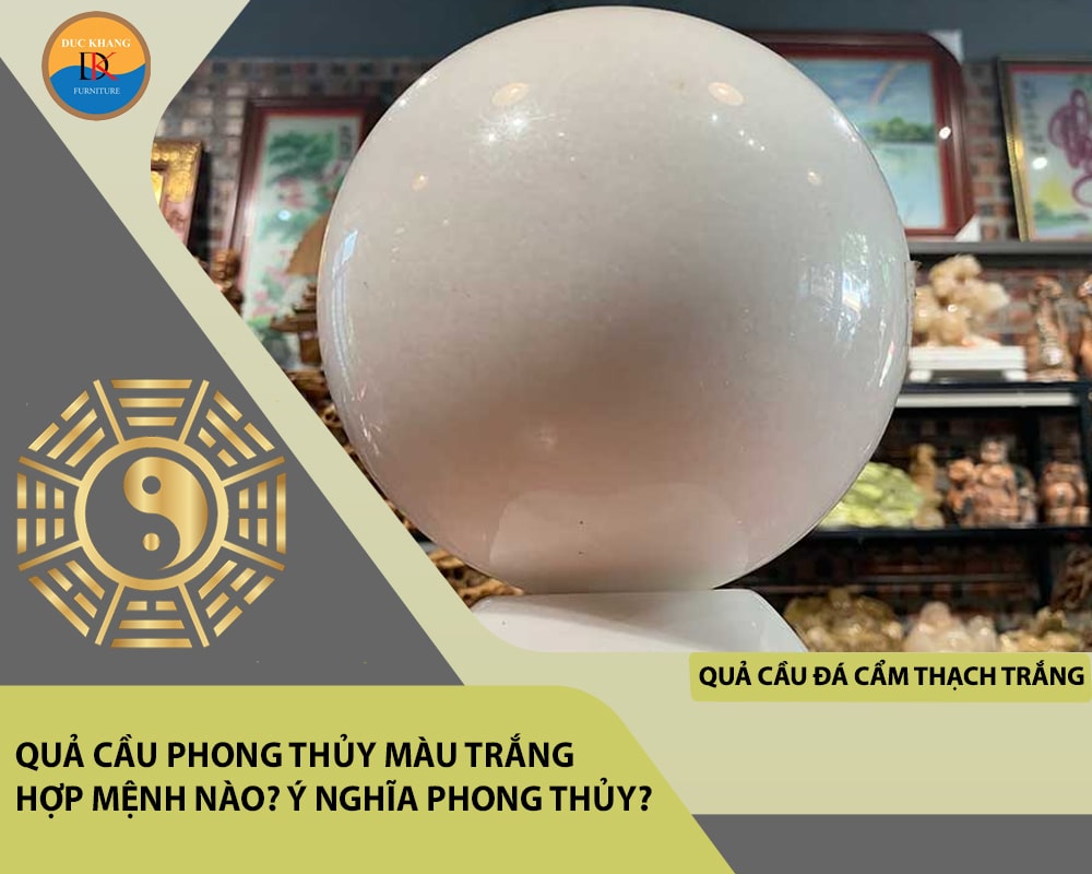 Quả cầu đá cẩm thạch trắng