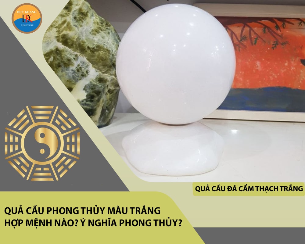 Quả cầu đá cẩm thạch trắng