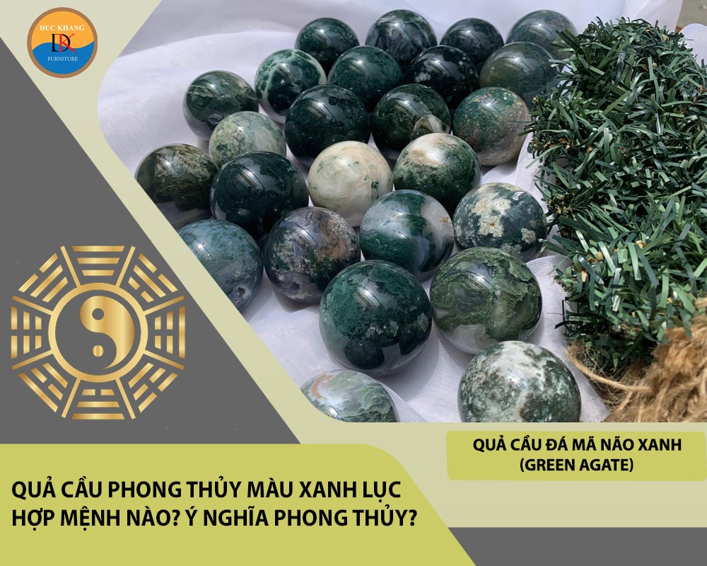 Quả cầu đá Mã Não Xanh (Green Agate)