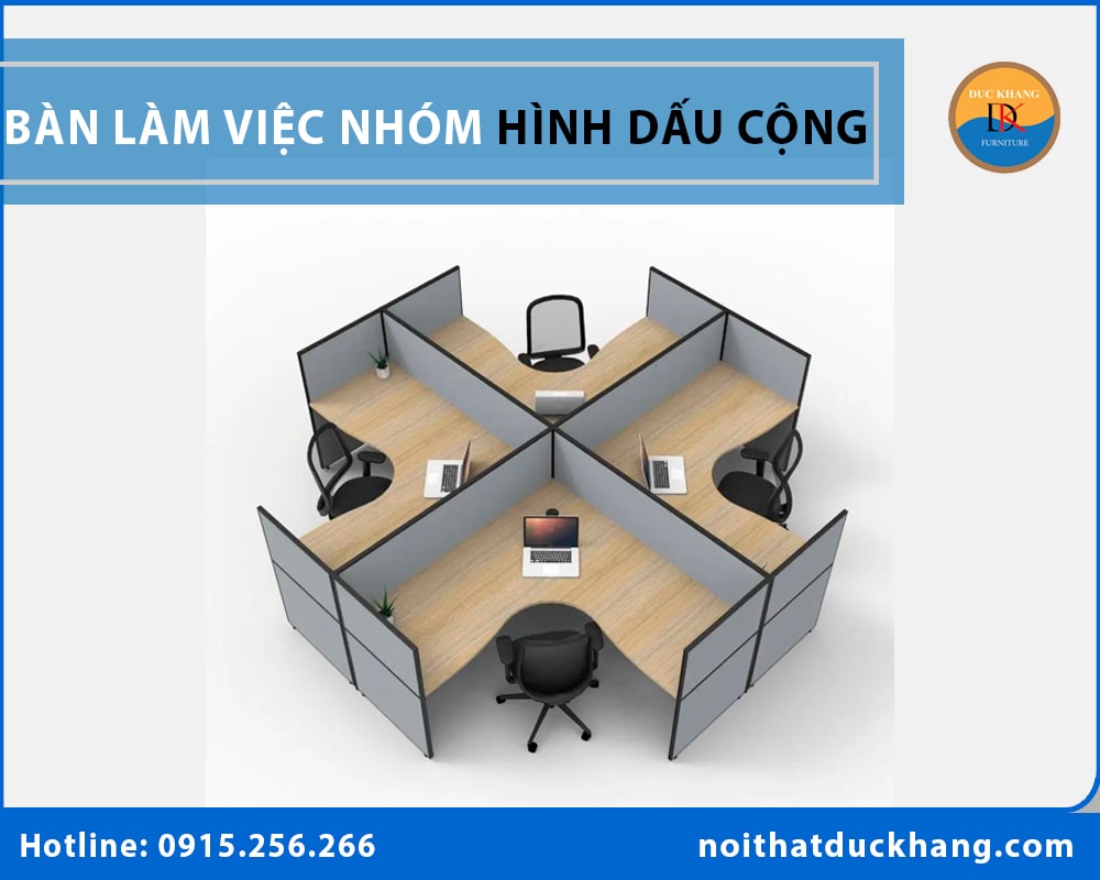 Bàn làm việc nhóm hình dấu cộng