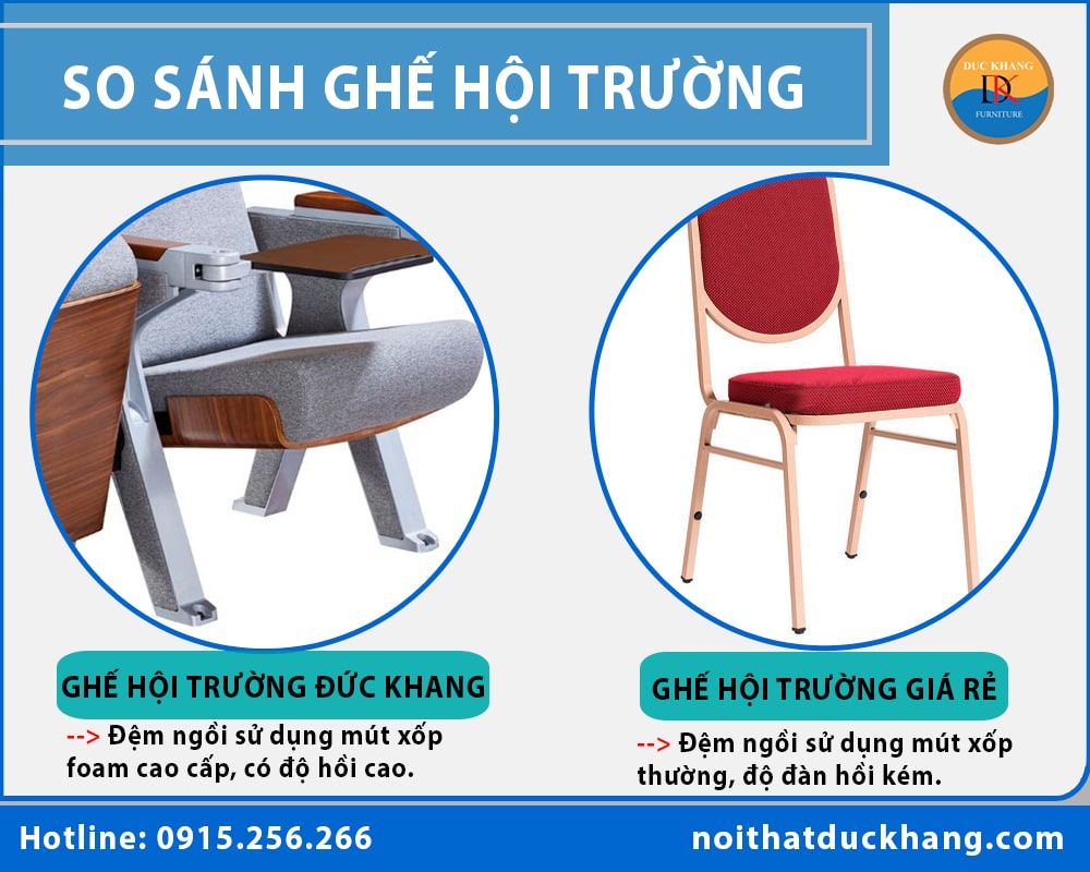 So sánh ghế hội trường của DKF với ghế hội trường giá rẻ trên thị trường?