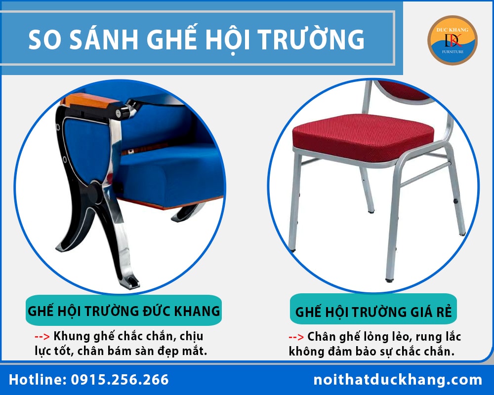 So sánh ghế hội trường của DKF với ghế hội trường giá rẻ trên thị trường?