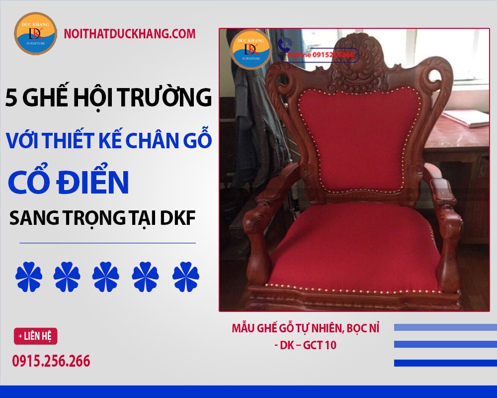 Mẫu ghế gỗ tự nhiên, bọc nỉ - DK – GCT 10