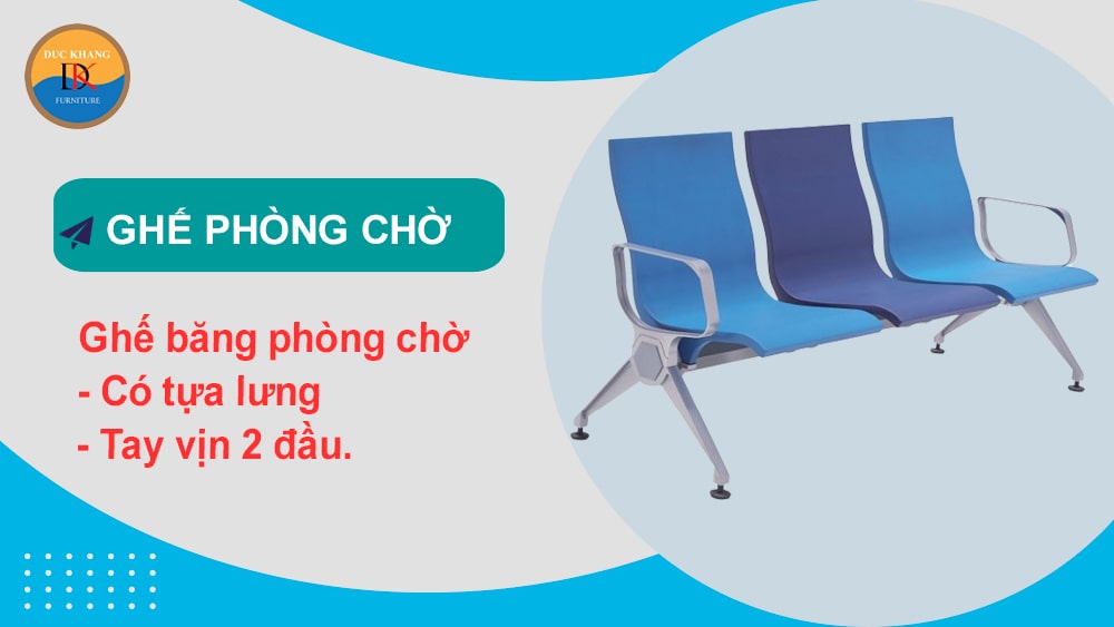 Ghế băng phòng chờ có tựa lưng, tay vịn 2 đầu