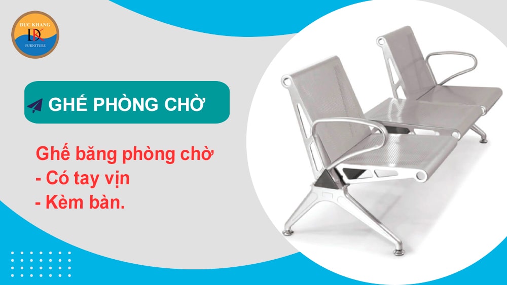 Ghế băng phòng chờ có tay vịn, kèm bàn