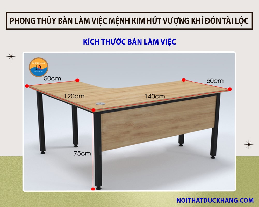 Phong thủy bàn làm việc mệnh Kim hút vượng khí đón tài lộc - Kích thước bàn làm việc