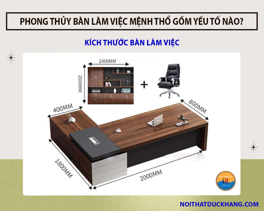 Phong thủy bàn làm việc mệnh Thổ giúp thu vượng khí hút tài lộc - Kích thước bàn làm việc