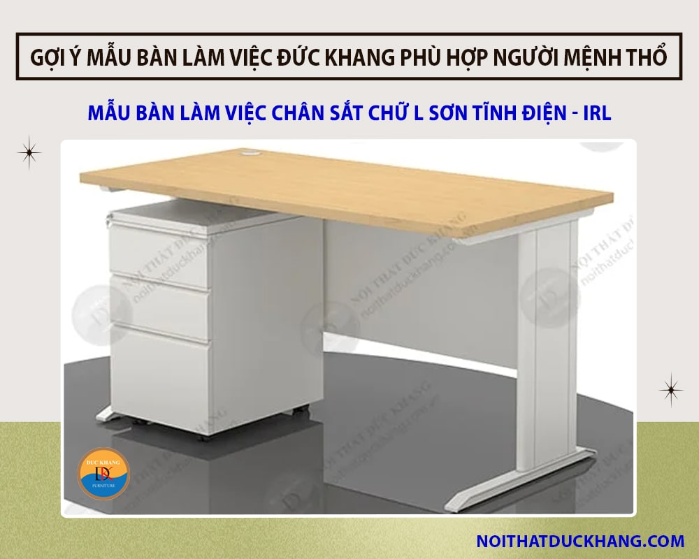 Mẫu bàn làm việc chân sắt chữ L sơn tĩnh điện - IRL