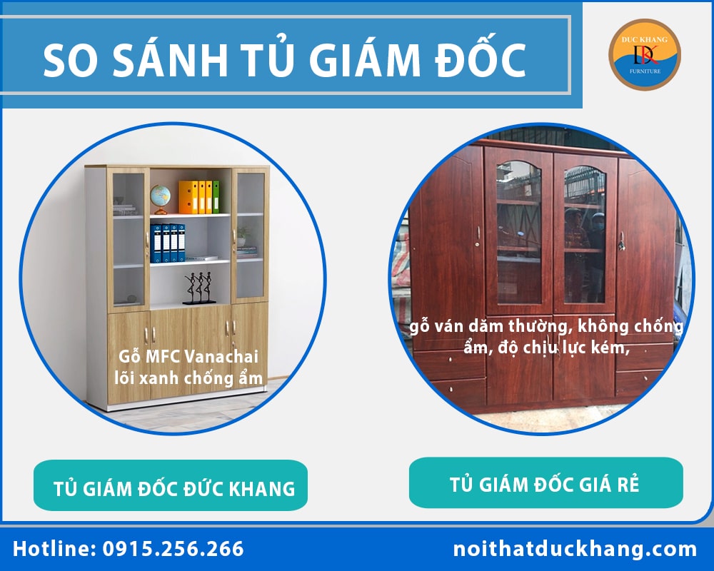 So sánh tủ giám đốc Đức Khang với tủ giám đốc giá rẻ trên thị trường?