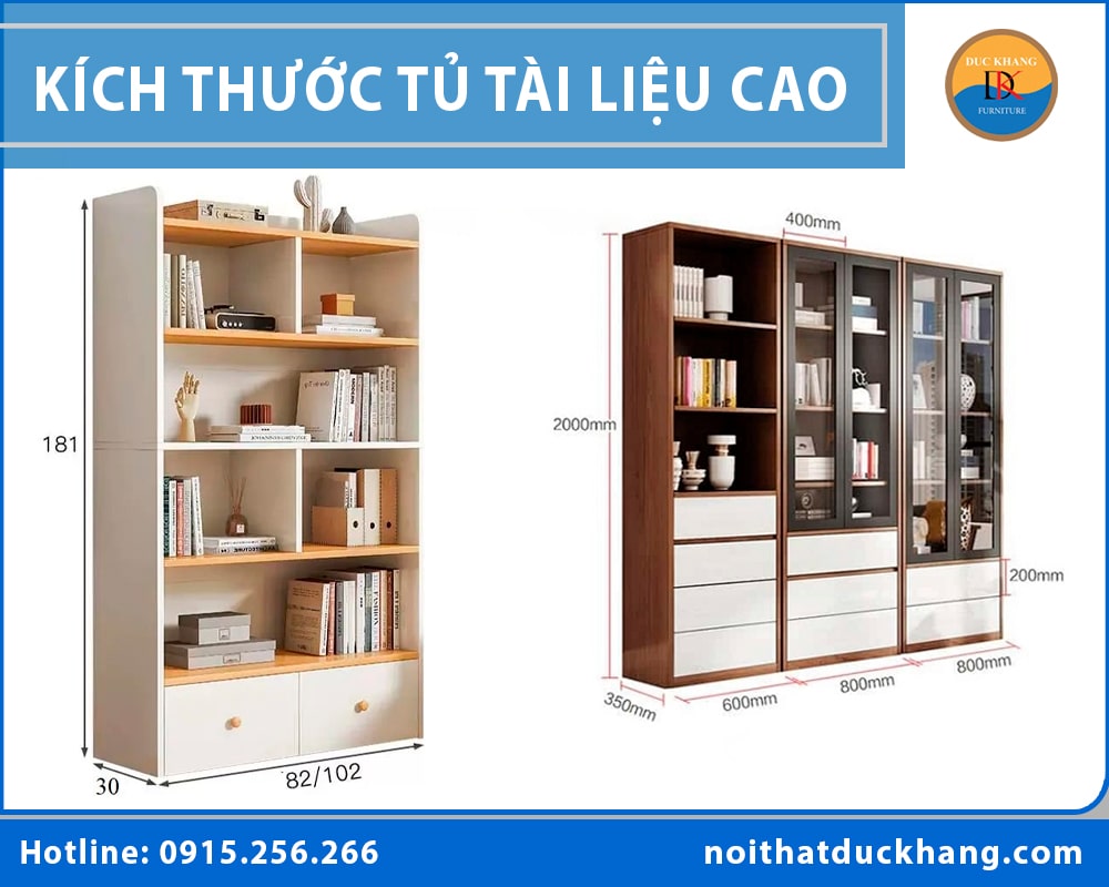 Kích thước tủ tài liệu cao