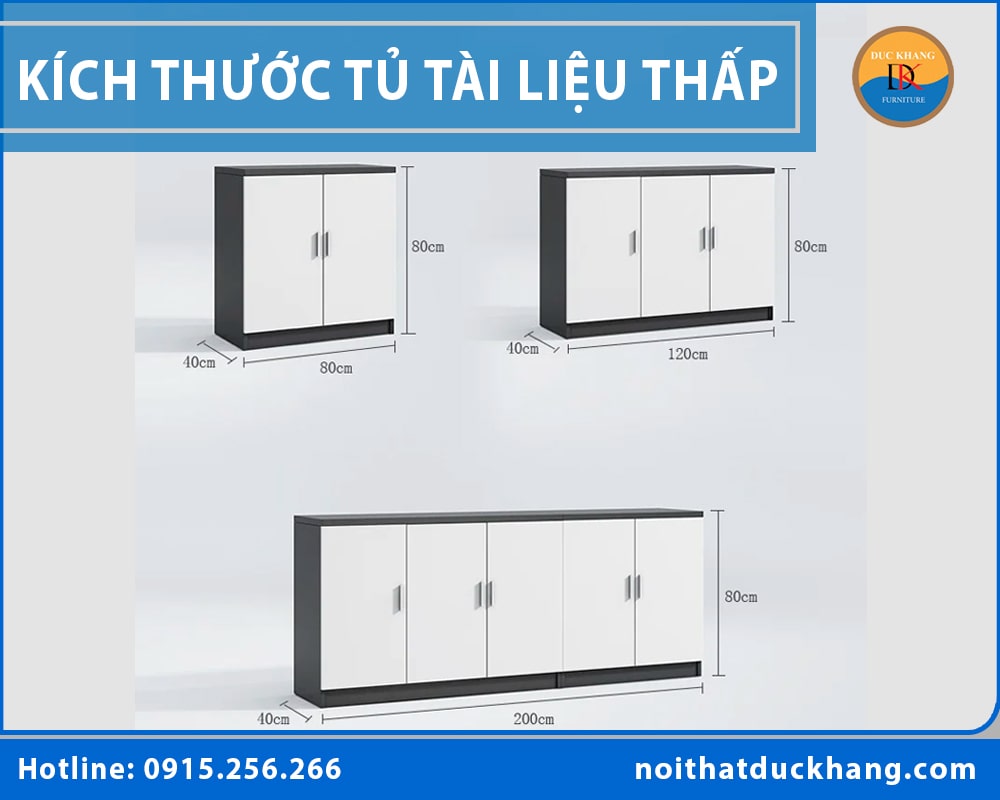 Kích thước tủ tài liệu thấp