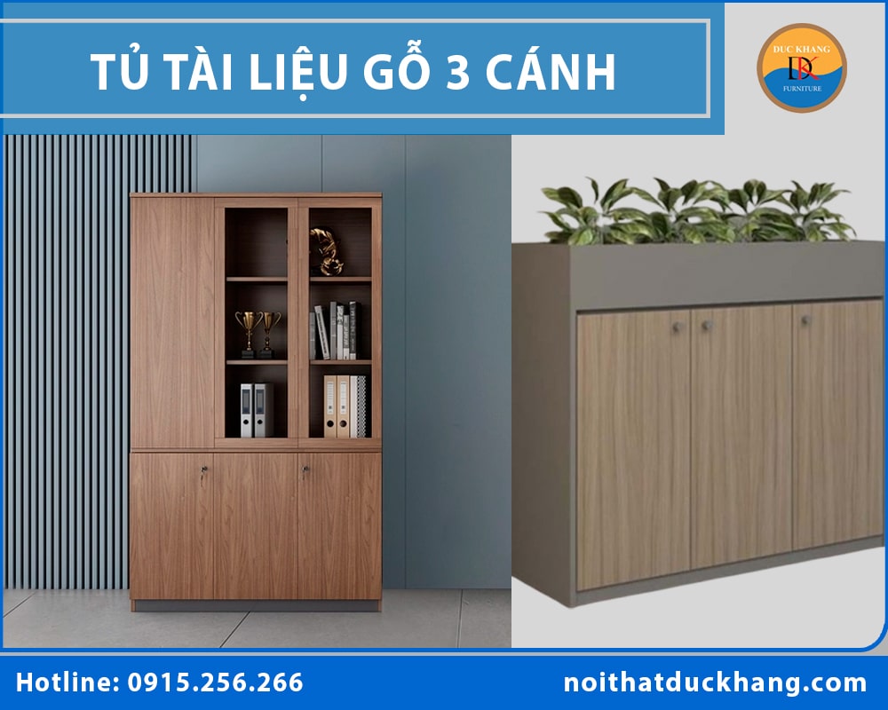 Tủ tài liệu gỗ 3 cánh