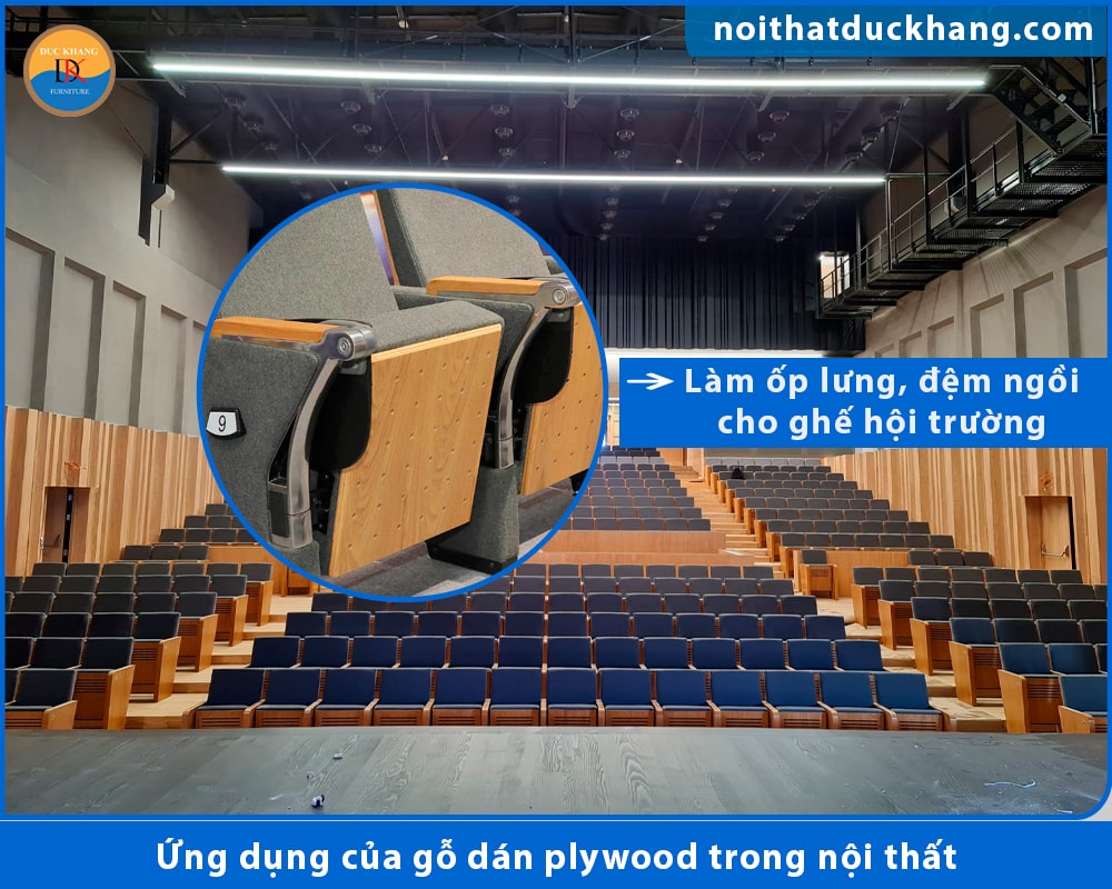 Ứng dụng của gỗ dán plywood trong nội thất - Làm ốp lưng, đệm ngồi cho ghế hội trường