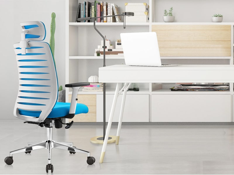 Ghế công thái học có tựa đầu, chân thép mạ crom sang trọng Angel-H