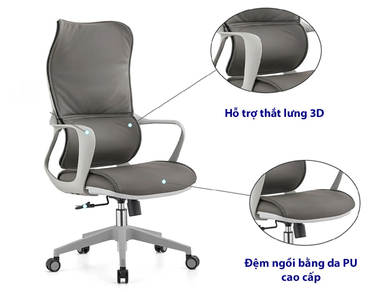 Ghế xoay văn phòng chất liệu da PU cao cấp hiện đại Lati-H PU