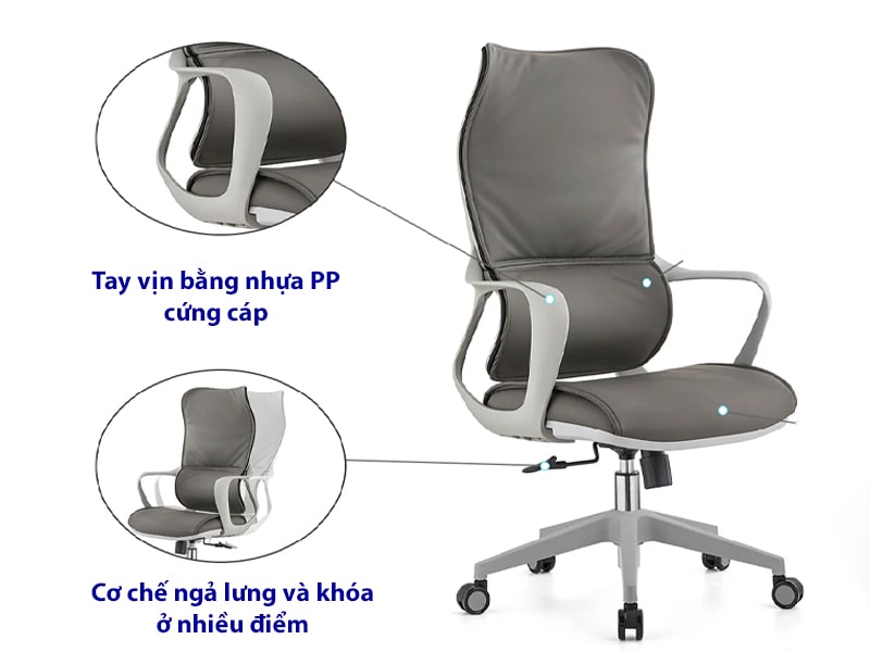 Ghế xoay văn phòng chất liệu da PU cao cấp hiện đại Lati-H PU